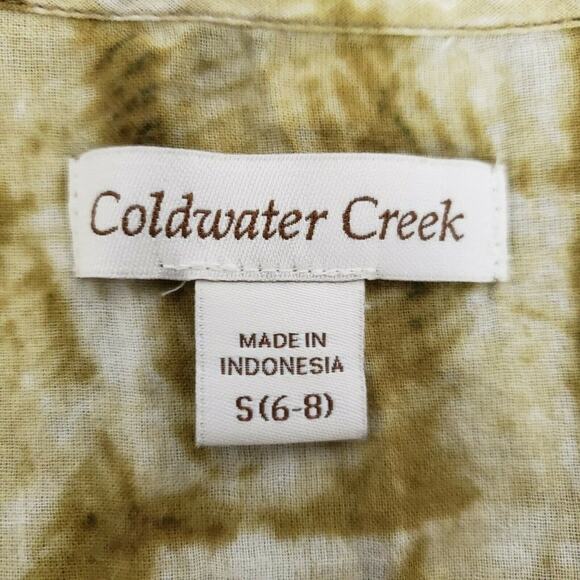Coldwater Creek Womens Tank Top Size Small 6-8 Tan Olive Green Abstract Print - Picture 6 of 8